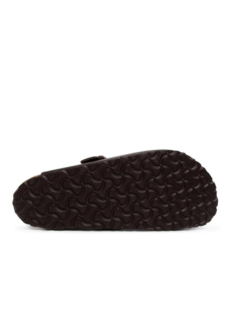 Birkenstock Klapki męskie BOSTON LEATHER UNISEX REGULAR 0060101 - Brązowe | Sklep Monotox