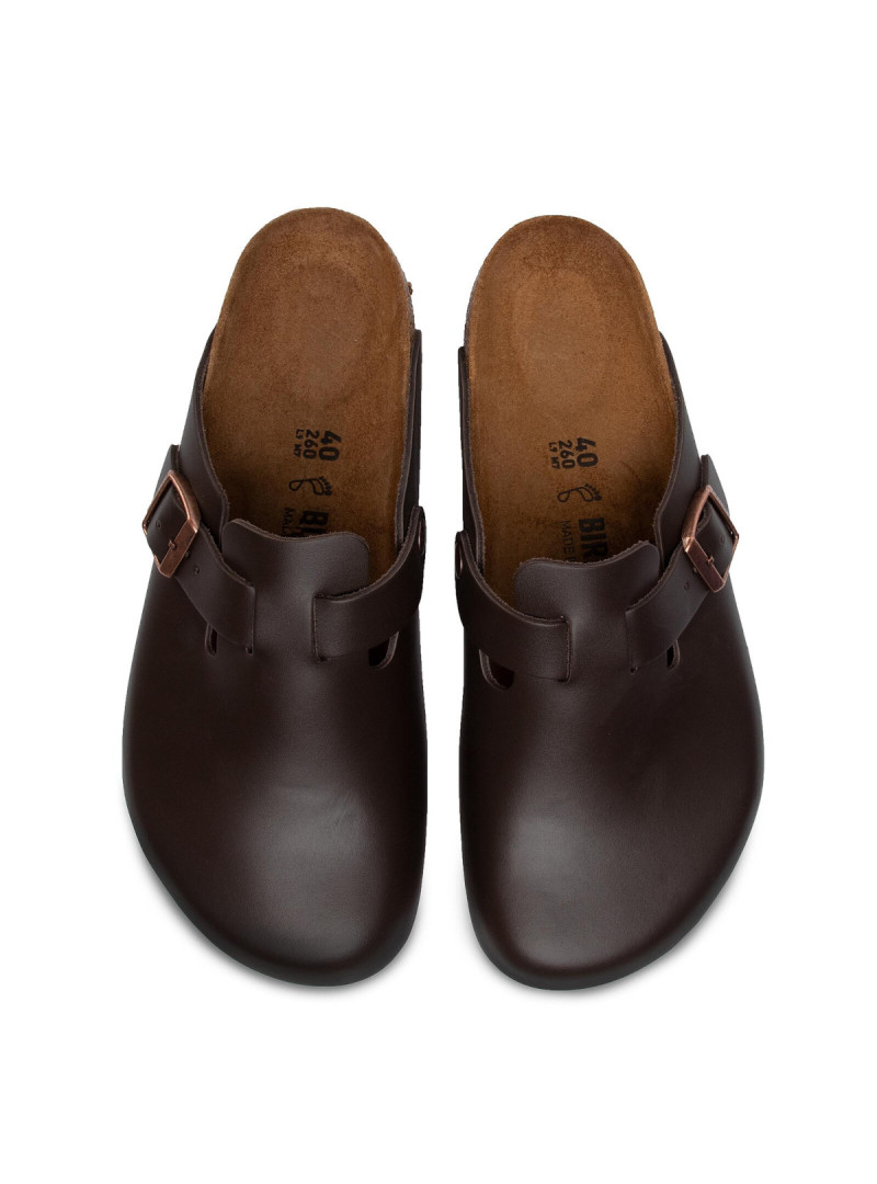Birkenstock Klapki męskie BOSTON LEATHER UNISEX REGULAR 0060101 - Brązowe | Sklep Monotox