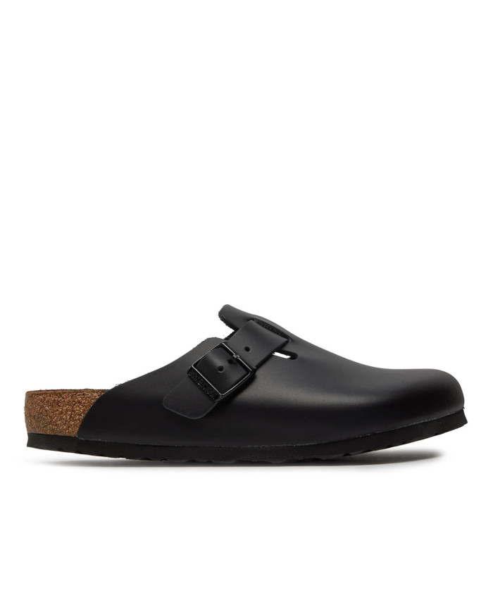 Birkenstock Klapki męskie BOSTON LEATHER UNISEX REGULAR 0060191 - Czarne | Sklep Monotox