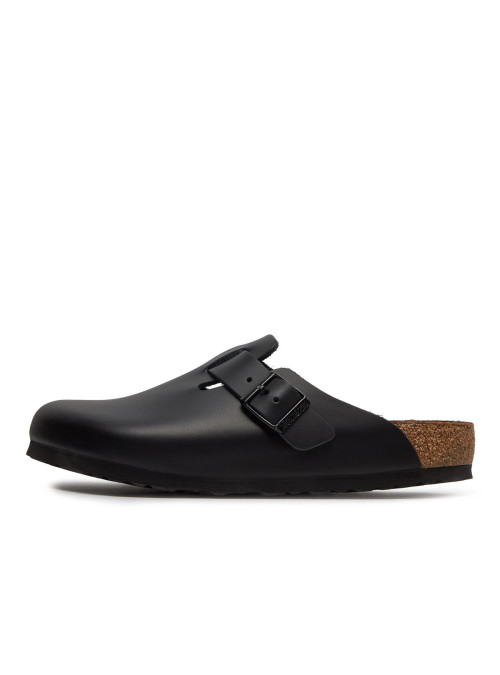 Birkenstock Klapki męskie BOSTON LEATHER UNISEX REGULAR 0060191 - Czarne | Sklep Monotox