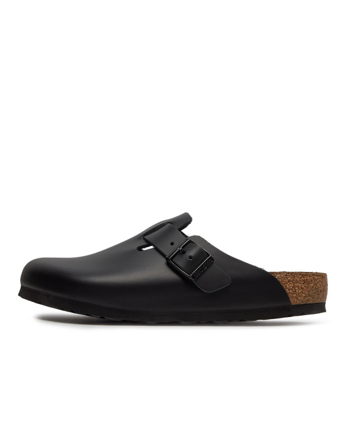 Birkenstock Klapki męskie BOSTON LEATHER UNISEX REGULAR 0060191 - Czarne | Sklep Monotox