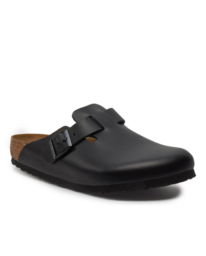 Birkenstock Klapki męskie BOSTON LEATHER UNISEX REGULAR 0060191 - Czarne | Sklep Monotox