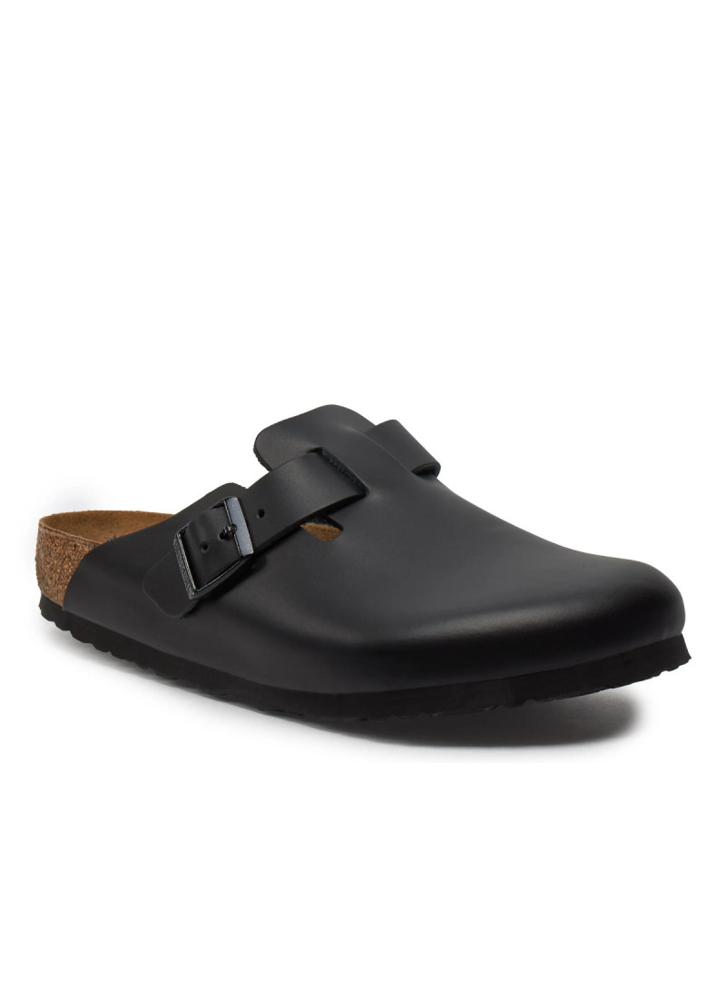 Birkenstock Klapki męskie BOSTON LEATHER UNISEX REGULAR 0060191 - Czarne | Sklep Monotox