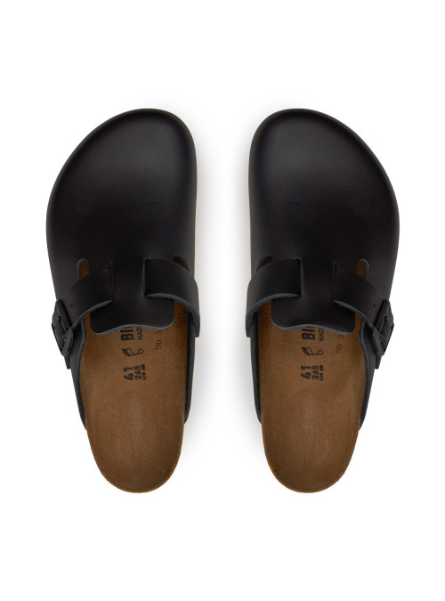 Birkenstock Klapki męskie BOSTON LEATHER UNISEX REGULAR 0060191 - Czarne | Sklep Monotox