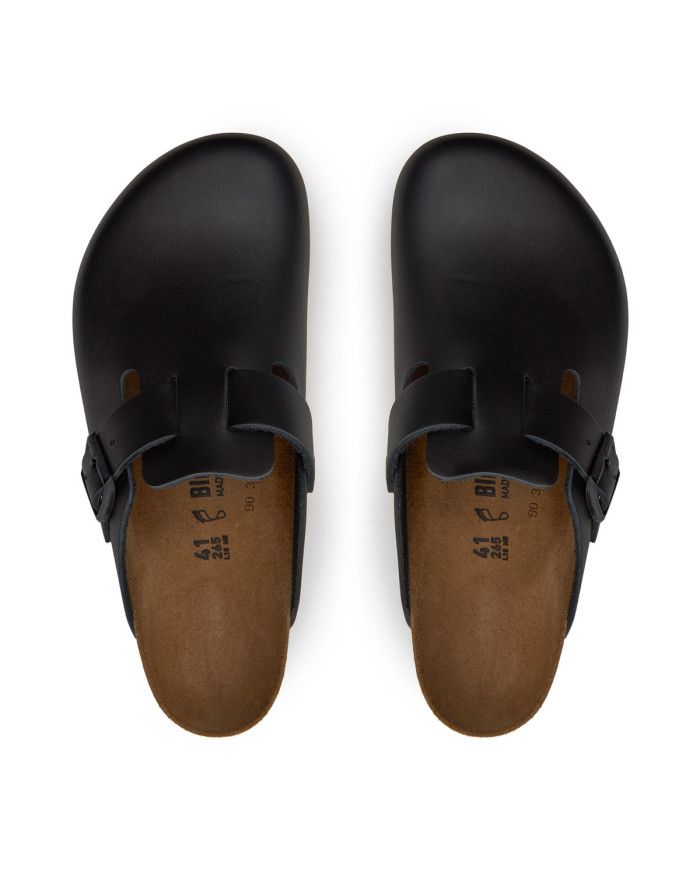 Birkenstock Klapki męskie BOSTON LEATHER UNISEX REGULAR 0060191 - Czarne | Sklep Monotox