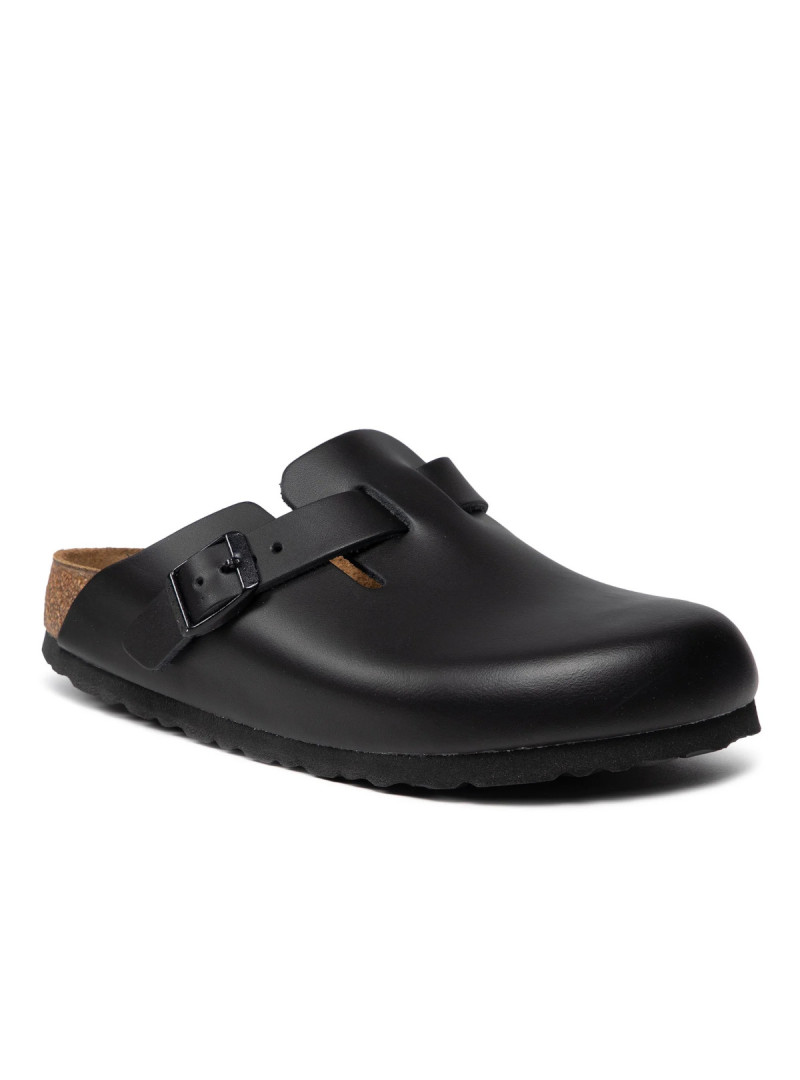 Birkenstock Klapki damskie BOSTON LEATHER UNISEX NARROW 0060193 - Czarne | Sklep Monotox