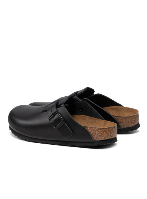Birkenstock Klapki damskie BOSTON LEATHER UNISEX NARROW 0060193 - Czarne | Sklep Monotox