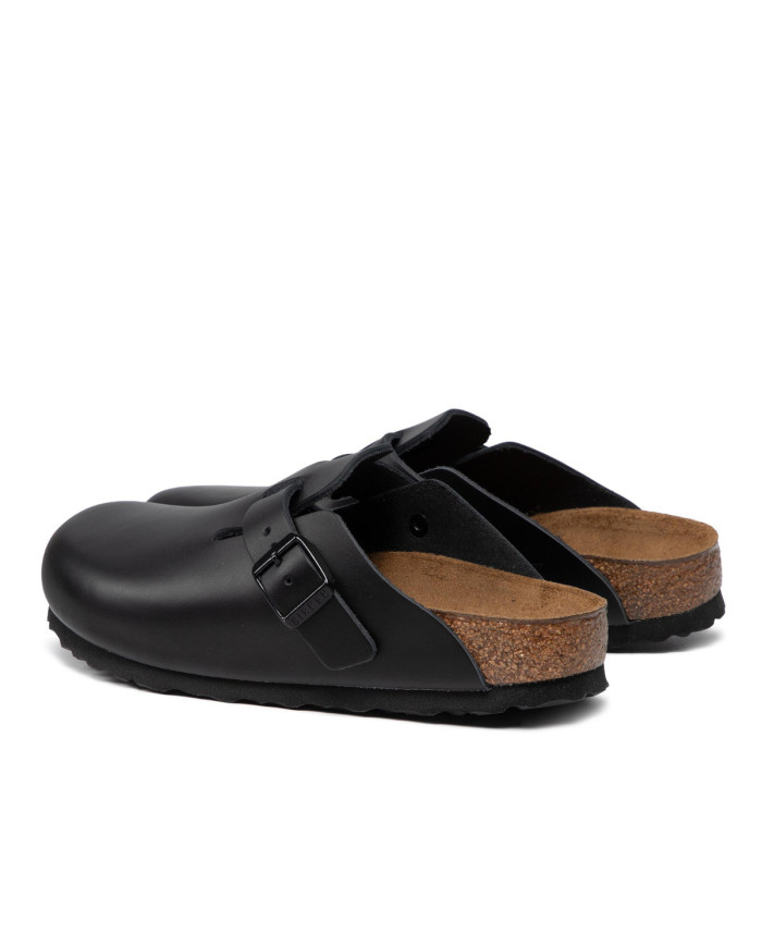 Birkenstock Klapki damskie BOSTON LEATHER UNISEX NARROW 0060193 - Czarne | Sklep Monotox