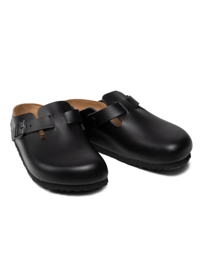 Birkenstock Klapki damskie BOSTON LEATHER UNISEX NARROW 0060193 - Czarne | Sklep Monotox