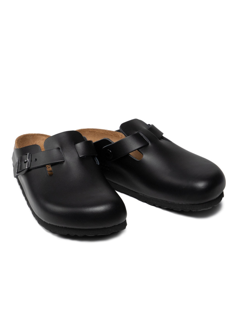 Birkenstock Klapki damskie BOSTON LEATHER UNISEX NARROW 0060193 - Czarne | Sklep Monotox