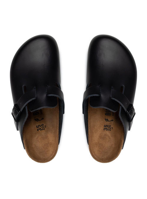 Birkenstock Klapki damskie BOSTON LEATHER UNISEX NARROW 0060193 - Czarne | Sklep Monotox