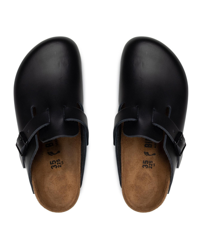 Birkenstock Klapki damskie BOSTON LEATHER UNISEX NARROW 0060193 - Czarne | Sklep Monotox