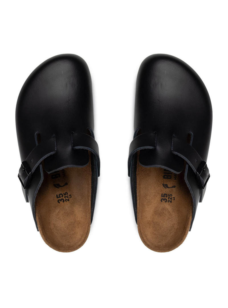 Birkenstock Klapki damskie BOSTON LEATHER UNISEX NARROW 0060193 - Czarne | Sklep Monotox