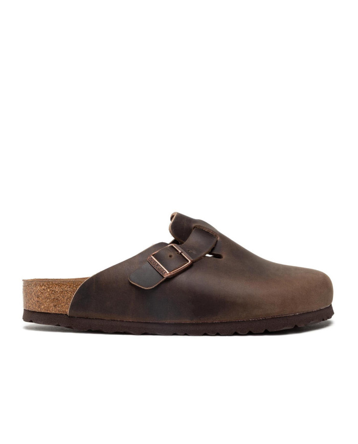 Birkenstock Klapki męskie BOSTON OILED LEATHER UNISEX REGULAR 0860131 - Brązowe | Sklep Monotox