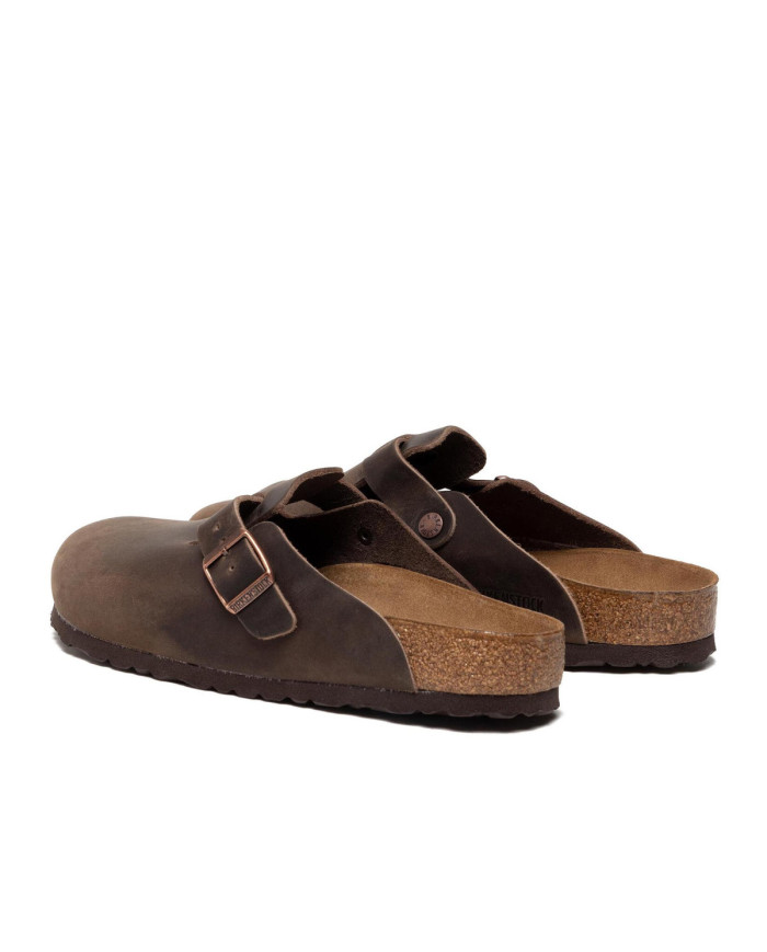 Birkenstock Klapki męskie BOSTON OILED LEATHER UNISEX REGULAR 0860131 - Brązowe | Sklep Monotox