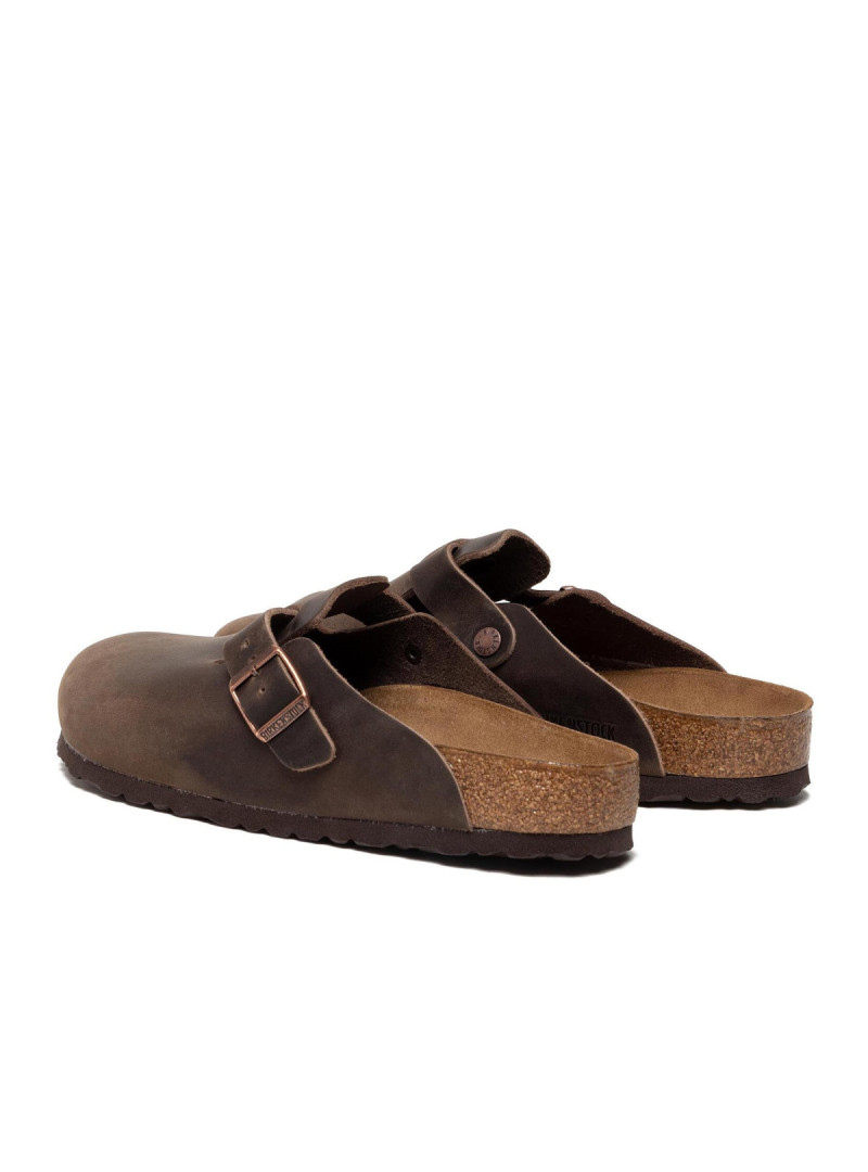 Birkenstock Klapki męskie BOSTON OILED LEATHER UNISEX REGULAR 0860131 - Brązowe | Sklep Monotox