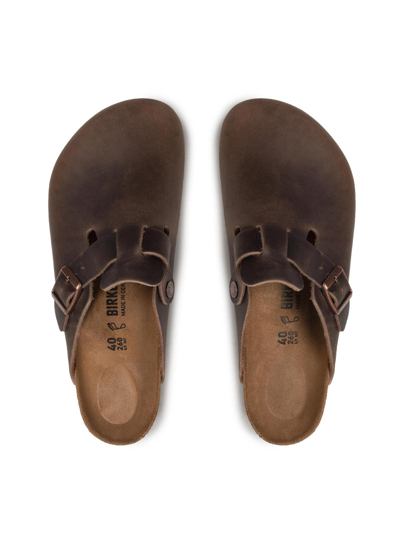 Birkenstock Klapki męskie BOSTON OILED LEATHER UNISEX REGULAR 0860131 - Brązowe | Sklep Monotox