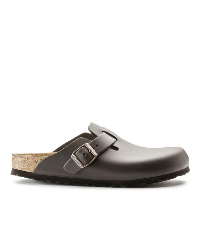 Birkenstock Klapki damskie BOSTON LEATHER UNISEX NARROW 0060103 - Brązowe | Sklep Monotox