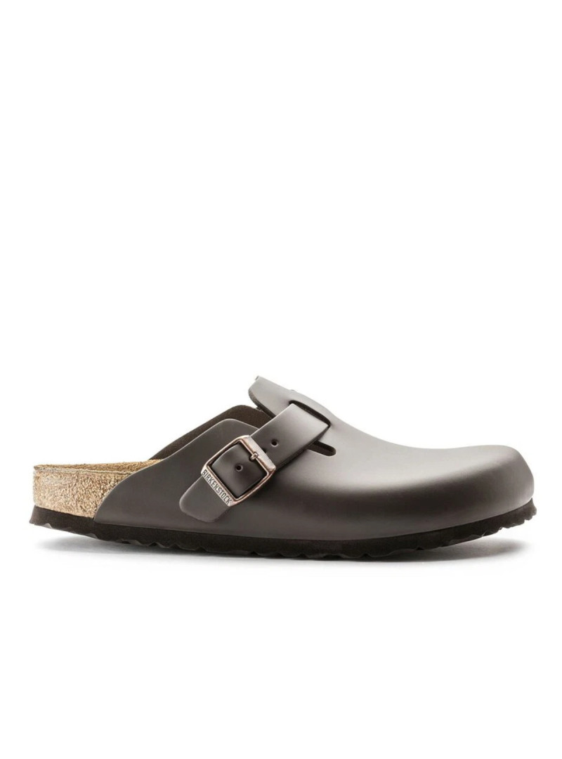 Birkenstock Klapki damskie BOSTON LEATHER UNISEX NARROW 0060103 - Brązowe | Sklep Monotox