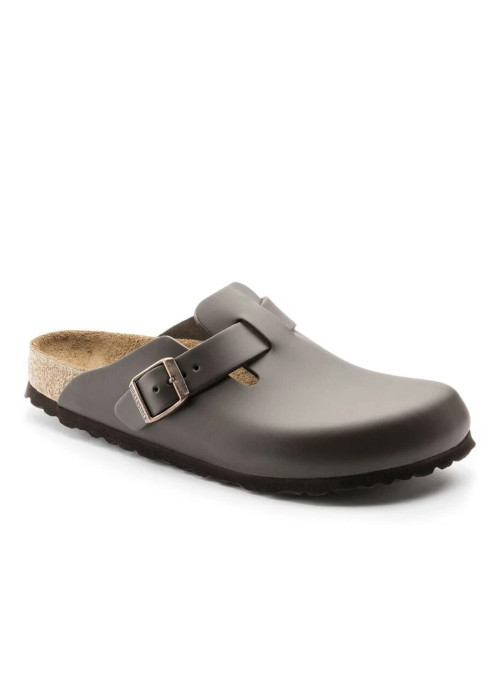 Birkenstock Klapki damskie BOSTON LEATHER UNISEX NARROW 0060103 - Brązowe | Sklep Monotox
