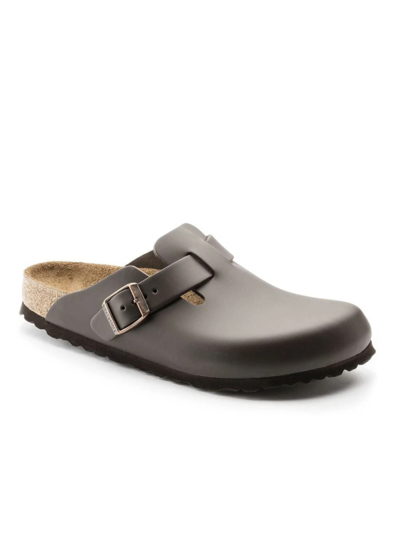 Birkenstock Klapki damskie BOSTON LEATHER UNISEX NARROW 0060103 - Brązowe | Sklep Monotox