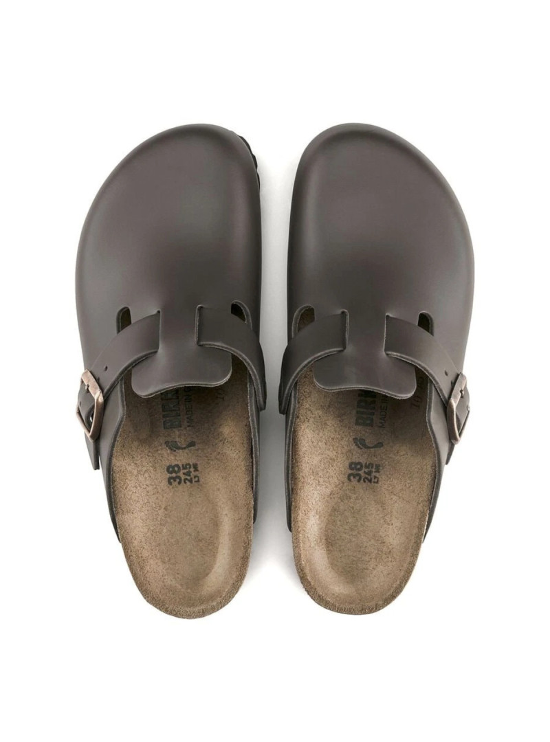 Birkenstock Klapki damskie BOSTON LEATHER UNISEX NARROW 0060103 - Brązowe | Sklep Monotox