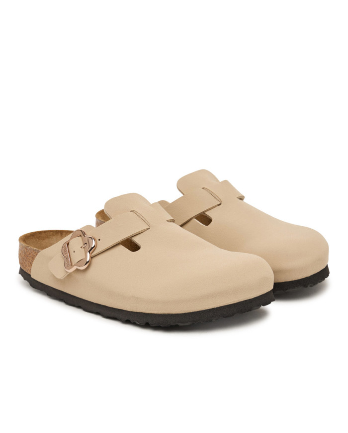 Birkenstock Klapki BOSTON FLOWERS KIDS BIRKIBUC JUNIOR NARROW 1030630 - Beżowe | Sklep Monotox