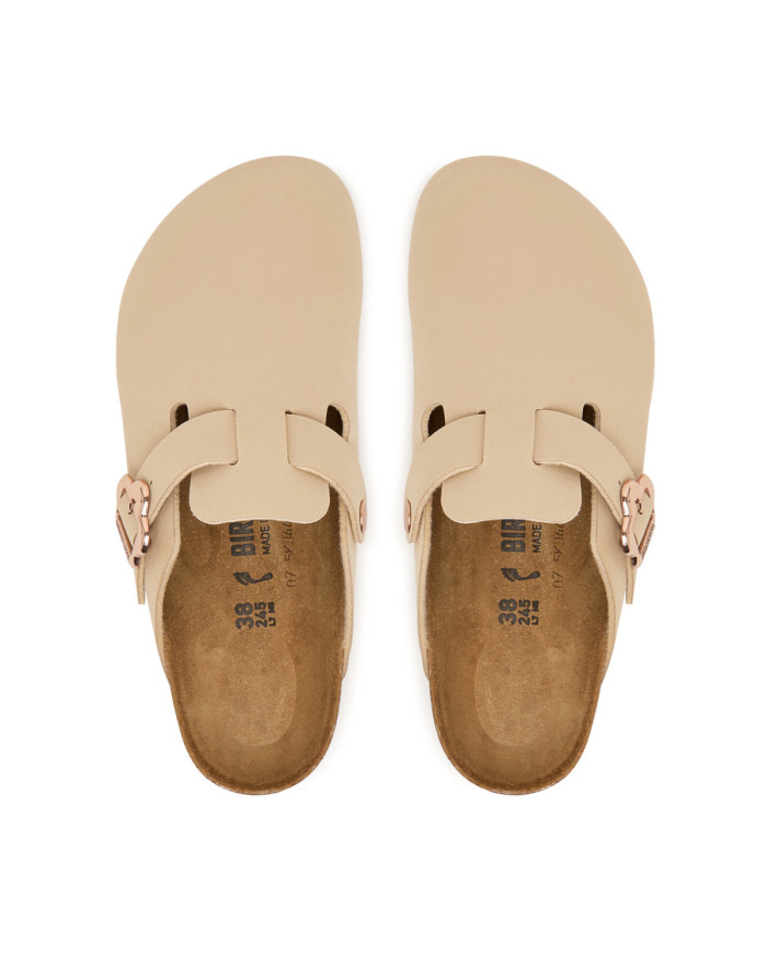 Birkenstock Klapki BOSTON FLOWERS KIDS BIRKIBUC JUNIOR NARROW 1030630 - Beżowe | Sklep Monotox