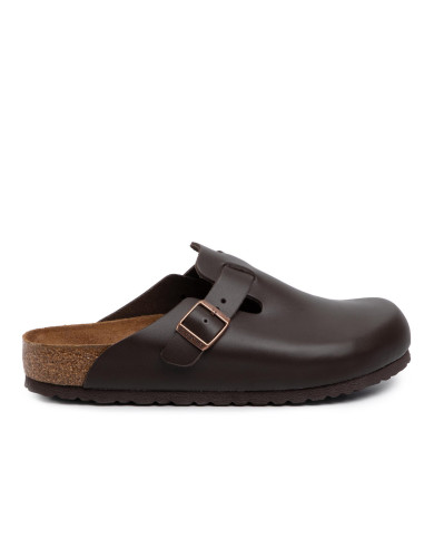 Birkenstock Klapki męskie BOSTON LEATHER UNISEX REGULAR 0060101 - Brązowe | Sklep Monotox