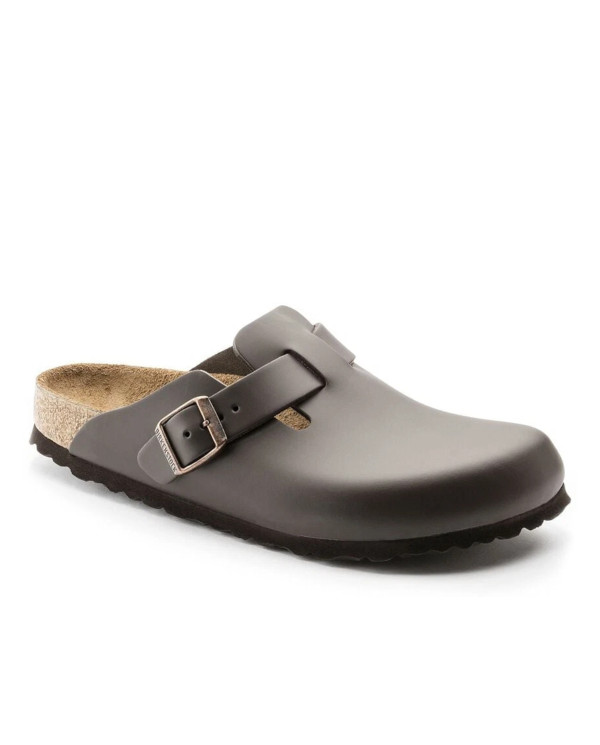 Birkenstock Klapki damskie BOSTON LEATHER UNISEX NARROW 0060103 - Brązowe | Sklep Monotox