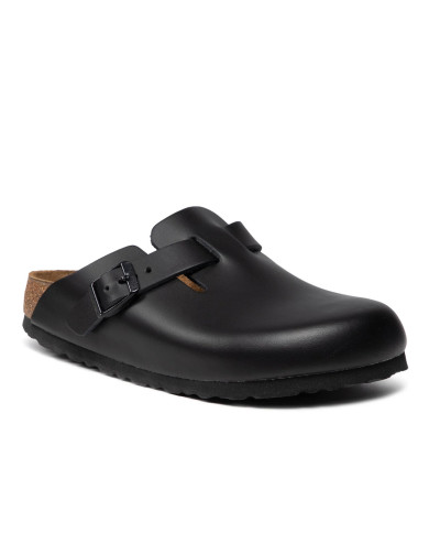 Birkenstock Klapki damskie BOSTON LEATHER UNISEX NARROW 0060193 - Czarne | Sklep Monotox