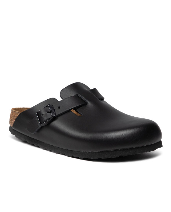 Birkenstock Klapki damskie BOSTON LEATHER UNISEX NARROW 0060193 - Czarne | Sklep Monotox