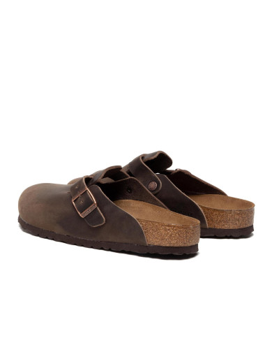 Birkenstock Klapki męskie BOSTON OILED LEATHER UNISEX REGULAR 0860131 - Brązowe | Sklep Monotox