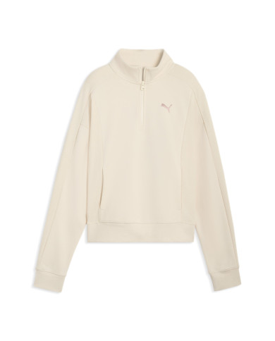 Puma Bluza damska CLASS RELAXED HALF-ZIP CREW 69187387 - Beżowa | Sklep Monotox